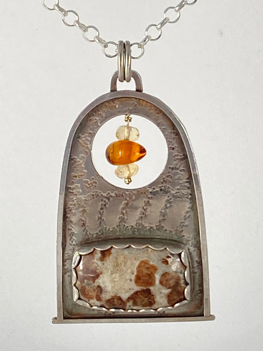 Sterling Silver and Amber Pendant Necklace - Fundraiser for Ukrainian Refugees
