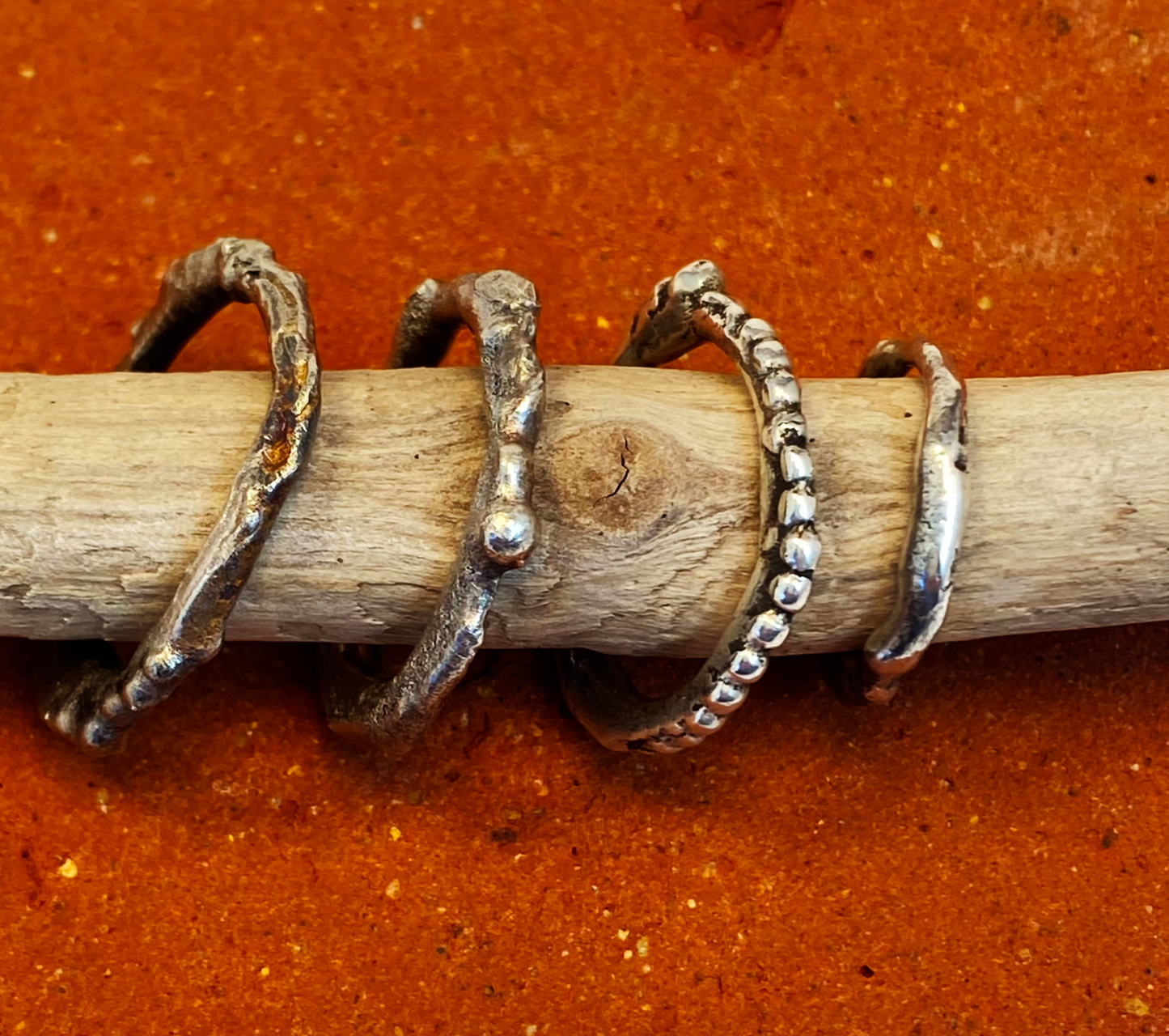 Melty rings can be ordered in any size. Wonderful as a stack. Each melty ring has an original organic design. Designed by fire and metal! Smooth and comfortable. Style: rustic, boho, funky, organic, earthy yet elegant