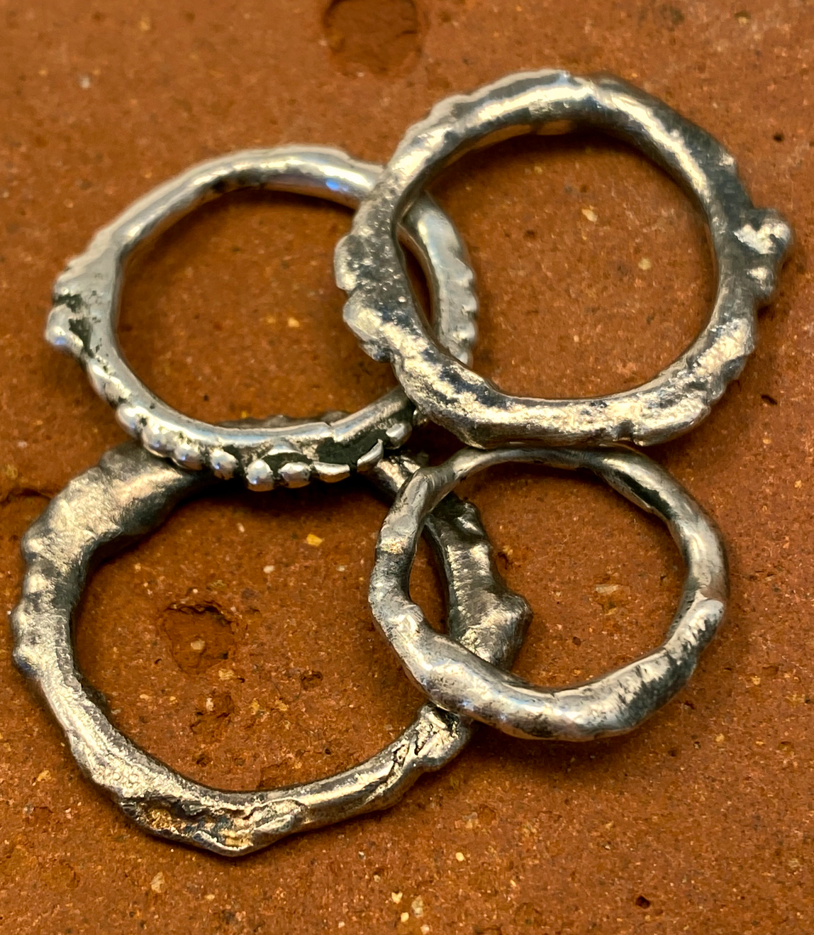 Melty rings can be ordered in any size. Wonderful as a stack. Each melty ring has an original organic design. Designed by fire and metal! Smooth and comfortable. Style: rustic, boho, funky, organic, earthy yet elegant