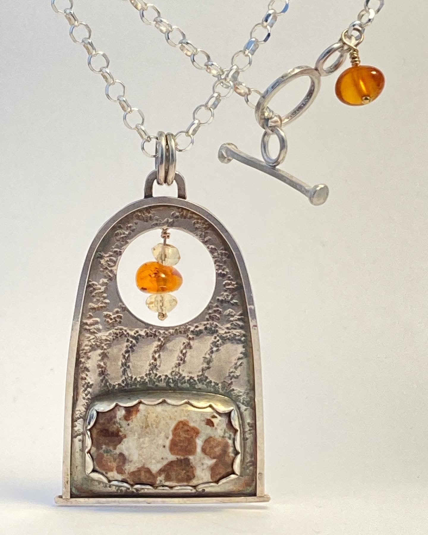 Sterling Silver and Amber Pendant Necklace - Fundraiser for Ukrainian Refugees