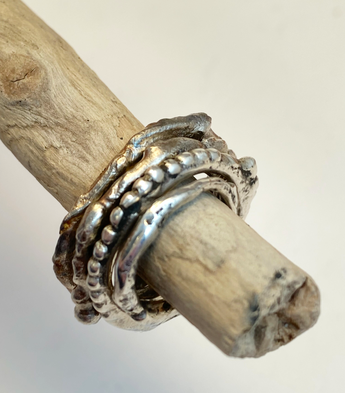 Melty rings can be ordered in any size. Wonderful as a stack. Each melty ring has an original organic design. Designed by fire and metal! Smooth and comfortable. Style: rustic, boho, funky, organic, earthy yet elegant